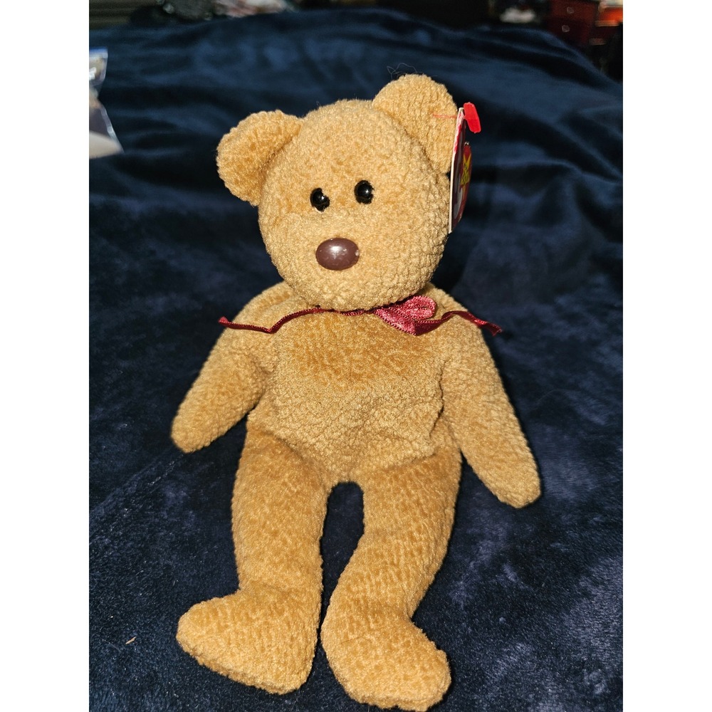 Ty Beanie Babies Curly the Bear Style 4052 Brown Plush Stuffed Animal 1996 Tag